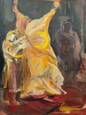 Marcus De Vestele - Das rote Opfer – Bedeutendes Gemälde der belgischen Cobra-Gruppe, 1971 kopen? Bied vanaf 190!