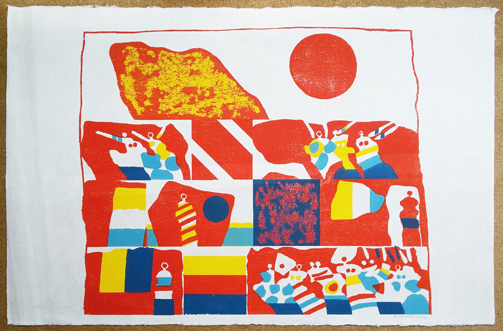 Jef Diederen - Rood, houtsnede op japans papier (groot) kopen? Bied vanaf 45!