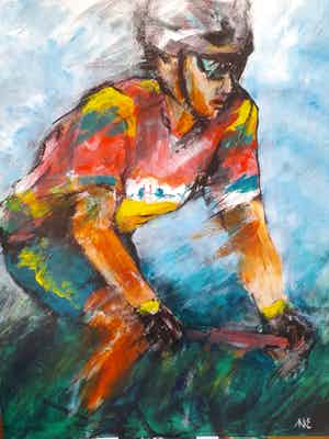 Anke Peddemors - Wielrenner 80x100cm verkocht voor € 75!