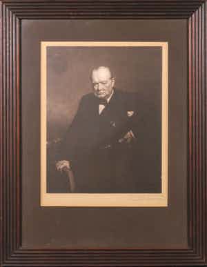 Frank Owen Salisbury - Foto (voorstudie voor geschilderd portret) van Winston Churchill - Ingelijst verkocht voor € 100!