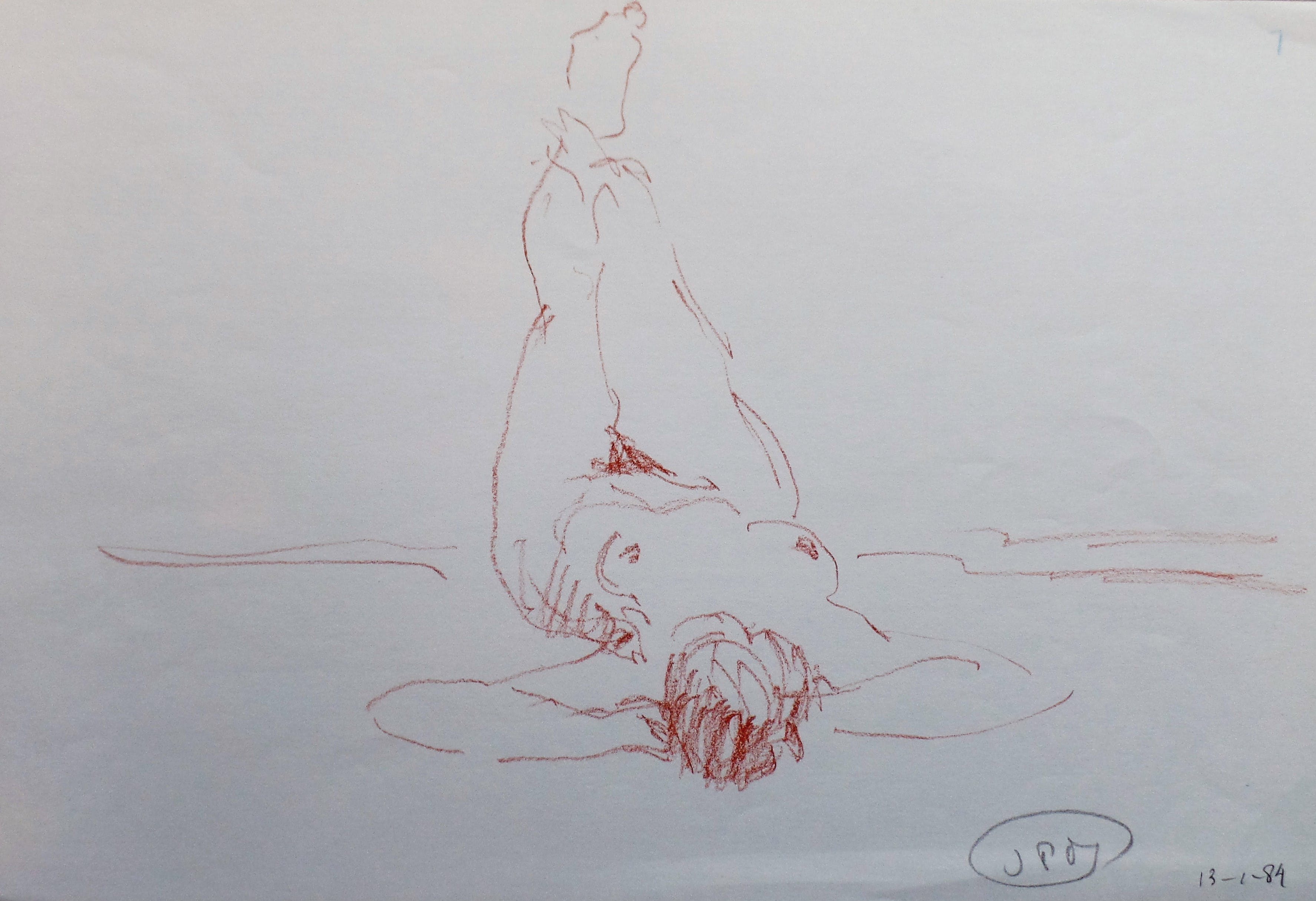 Piet Mulder - Naakt model 3 x - Tekening verkocht voor € 1!