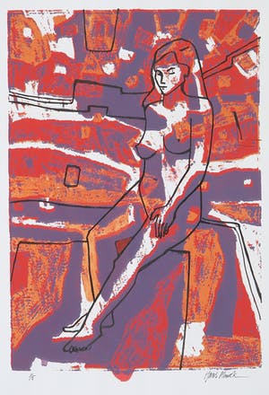 Hans Almekinders - Zeefdruk, Zittend naakt kopen? Bied vanaf 1!