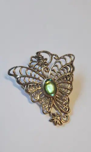 Art Nouveau-sterlingzilveren vlinderbroche en hanger uit  1910. kopen? Bied vanaf 40!