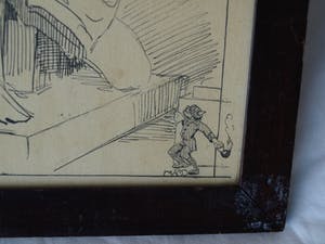 Niet of onleesbaar gesigneerd - Pentekening , “Spotprent” – gesigneerd en ingelijst kopen? Bied vanaf 10!