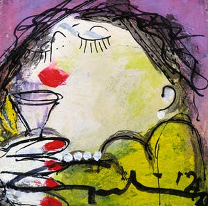 Gerdine Duijsens-Kroeze - Zeefdruk op stevig papier, Champagne (met ophangsysteem) kopen? Bied vanaf 20!