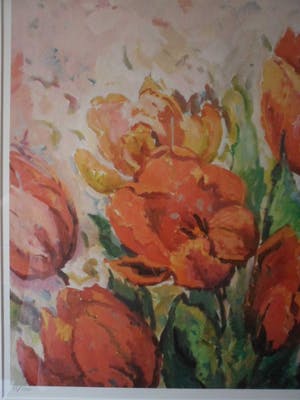 Mary Koekenbier - Zeefdruk. Titel, "Beaujolais Joli Bouget". kopen? Bied vanaf 60!