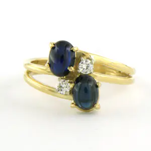 18k geel gouden ring met saffier en diamant 0.18 ct - rm 16.5 kopen? Bied vanaf 300!