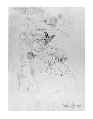 Joost Roelofsz - 4 originele ontwerpschetsen voor (boek)illustratie + uitnodiging opening kopen? Bied vanaf 125!