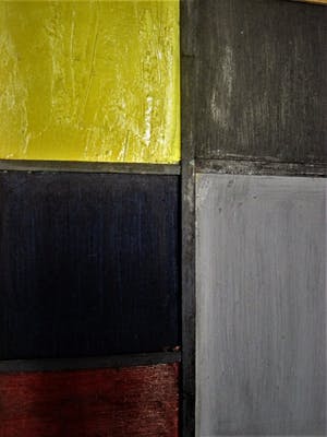 Pjotr van Oorschot - Geometrische Hout en Acrylverf Collage "Hommage a de Stijl" gesigneerd kopen? Bied vanaf 31!