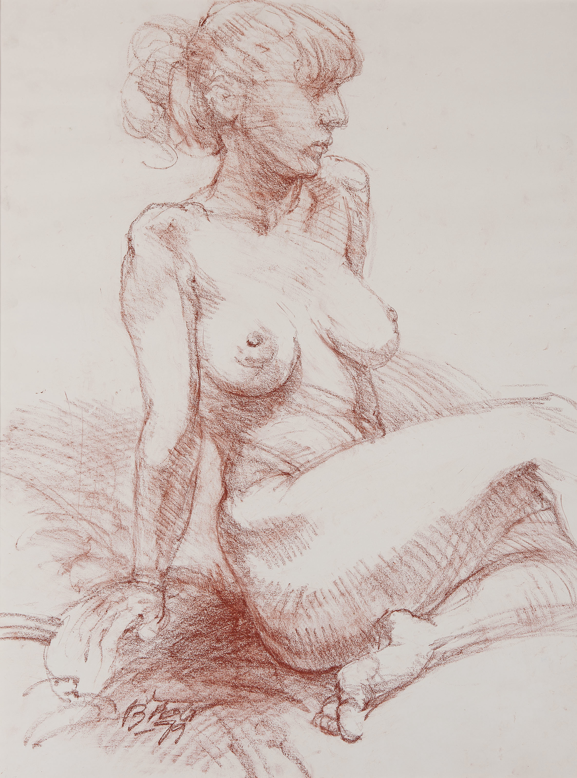 Bart Holt - Modelstudie C - Pastelkrijt op papier - gesigneerd l.o. - BKR Haarlem - 1979 kopen? Bied vanaf 10!