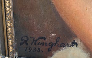 Rudolf Wenghart - Ingelijst olieverf op doek, op paneel (marouflé), “Portret” – 1938 – 100 x 80 kopen? Bied vanaf 1!