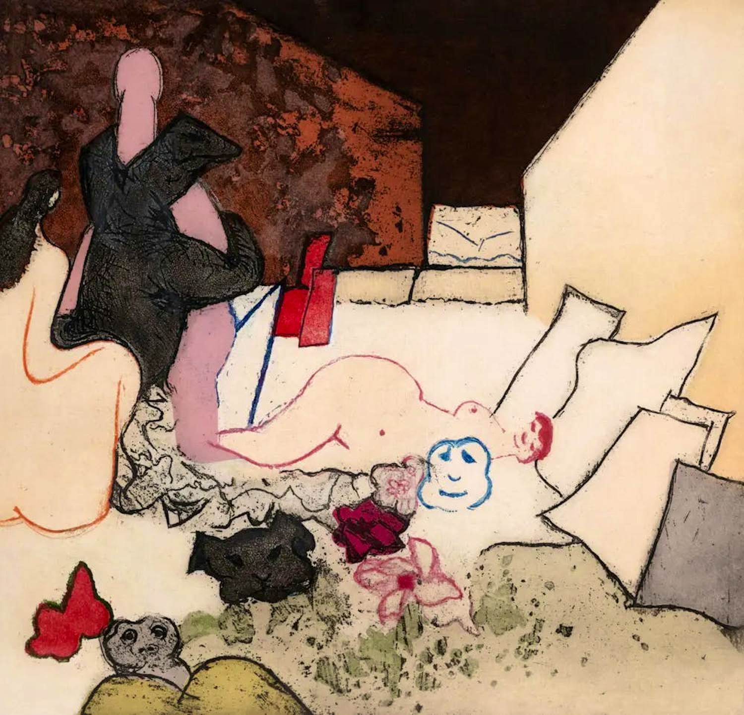 Buy Constant - Ingelijste kleuren ets/aquatint: Plaisir et tristesse de l’amour - 1979? Bid from 1250!