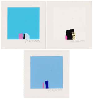 Bodo Schramm - Drie handgesigneerde zeefdrukken: Abstracte Composities I, II, III verkocht voor € 35!