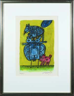 Corneille - Zeefdruk, Robotvrouw III - Ingelijst verkocht voor € 1!