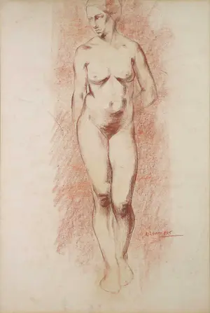 Leon Lommaert - Krijttekening, Naakt - Ingelijst kopen? Bied vanaf 35!