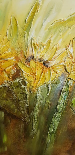 Jochem de Graaf - Zonnebloemen in reliëf kopen? Bied vanaf 250!