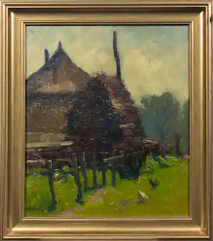 Gerrit Polder - Olieverf op board, Hooistapel - Ingelijst verkauft für € 50!