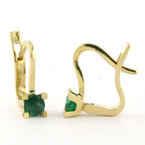 Buy 14k geel gouden solitair oorhangers bezet met smaragd tot. 0.62ct? Bid from 260!