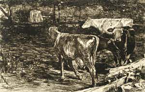 Willem de Zwart - Ets, Koeien verkocht voor € 20!