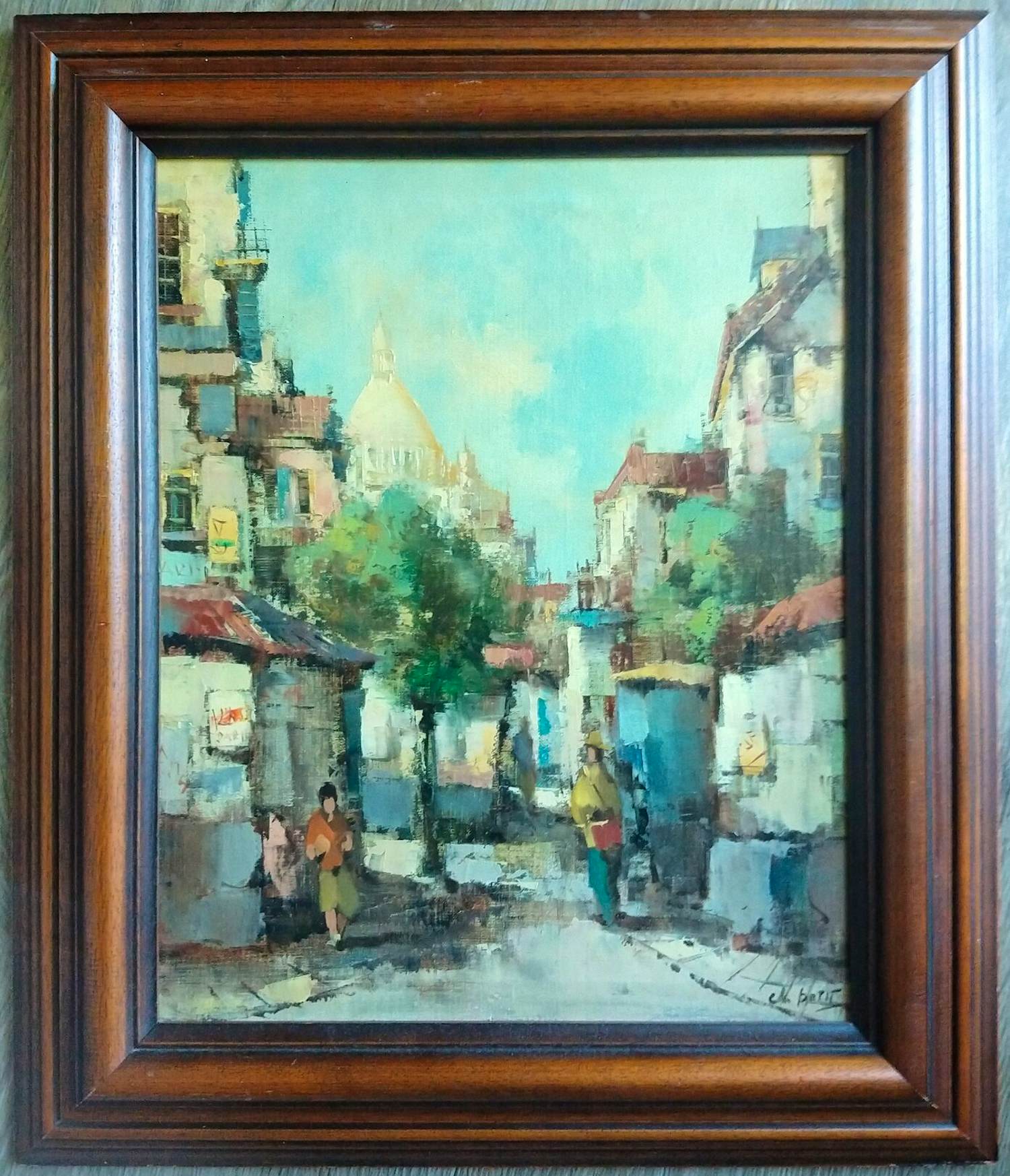 Charles Petit - Stadsgezicht Parijs met zicht op de Sacré-Cœur baseliek in Montmartre verkocht voor € 80!