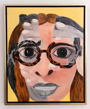 Niet of onleesbaar gesigneerd - Portret van vrouw met bril verkocht voor € 1!