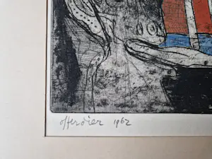 Hannes Postma - polychrome reliëf ets + aquatint - 1962 - offerdier - unica exemplaar! - gesign. kopen? Bied vanaf 32!