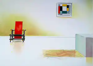 Willem van Veldhuizen - Geometrisch hollands interieur, litho verkauft für € 90!