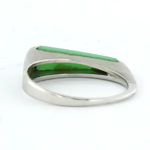 14k witgouden ring bezet met chrysopraas - ringmaat 17,5(55) kopen? Bied vanaf 150!