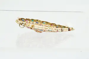 89 - Kleurrijke 14 karaats rosé gouden peervormige hanger met diamant. kopen? Bied vanaf 1350!