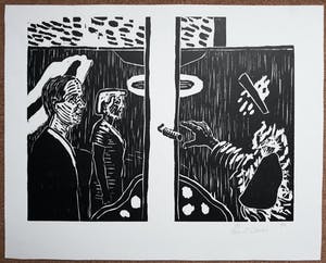 Roger Raveel - Voor de poort, houtsnede kopen? Bied vanaf 295!