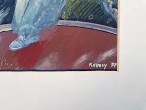 Mick Rooney - in 1977 geschilderde Gouache "man and woman in a surreal landscape" gesigneerd kopen? Bied vanaf 185!