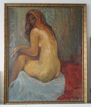 Janus Kluijtmans - Naakt. Portret dame met sigaret. kopen? Bied vanaf 10!