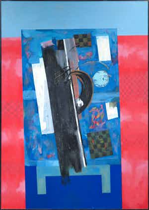 Theo Bitter - Olieverf op doek, Abstracte compositie - Ingelijst (Zeer groot) verkocht voor € 1!