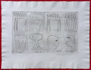 Klaas Gubbels - Figuren met tafels, ets (zeldzaam) kopen? Bied vanaf 1!