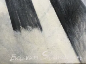 Eva van der Vaart - van Steenbergen - figuratief olieverfschilderij in houten lijst (Groot!) kopen? Bied vanaf 135!