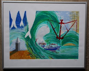 Paul Wiegerinck - ingelijste zeefdruk: haven - 1989 kopen? Bied vanaf 49!