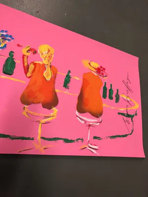 Espen Hagen - Gr Zeefdruk SIX LADIES AT THE PINK BAR Hand gesigneerd kopen? Bied vanaf 40!