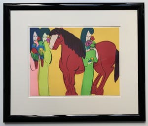 Walasse Ting - kleurenlitho - 'Red horse and women' - 1981 (HC exemplaar, keurig ingelijst) kopen? Bied vanaf 500!