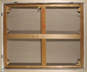 Ger Lataster - Olieverf, impasto en spuitbus op doek, Vrouw met brood - Ingelijst (Groot) kopen? Bied vanaf 1!