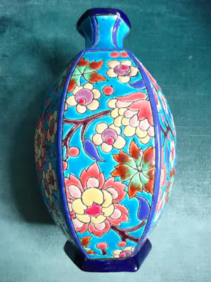 Emaux de Longwy - kleurijke floraal gedecoreerde cloisonne vaas kopen? Bied vanaf 95!