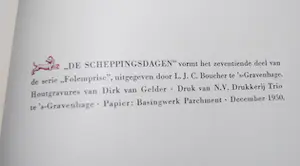 Dirk van Gelder - De Scheppingsdagen, 17 houtgravures 1950 plus Kerstgroet in houtgravure kopen? Bied vanaf 40!