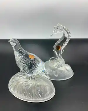Cristal d’Arques - 2 Cristal D'Arques, Clear Lead Crystal figurines - MINT! verkauft für € 35!