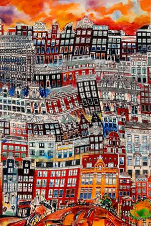 Elena Polyakova - Vrolijk Amsterdam. verkocht voor € 85!