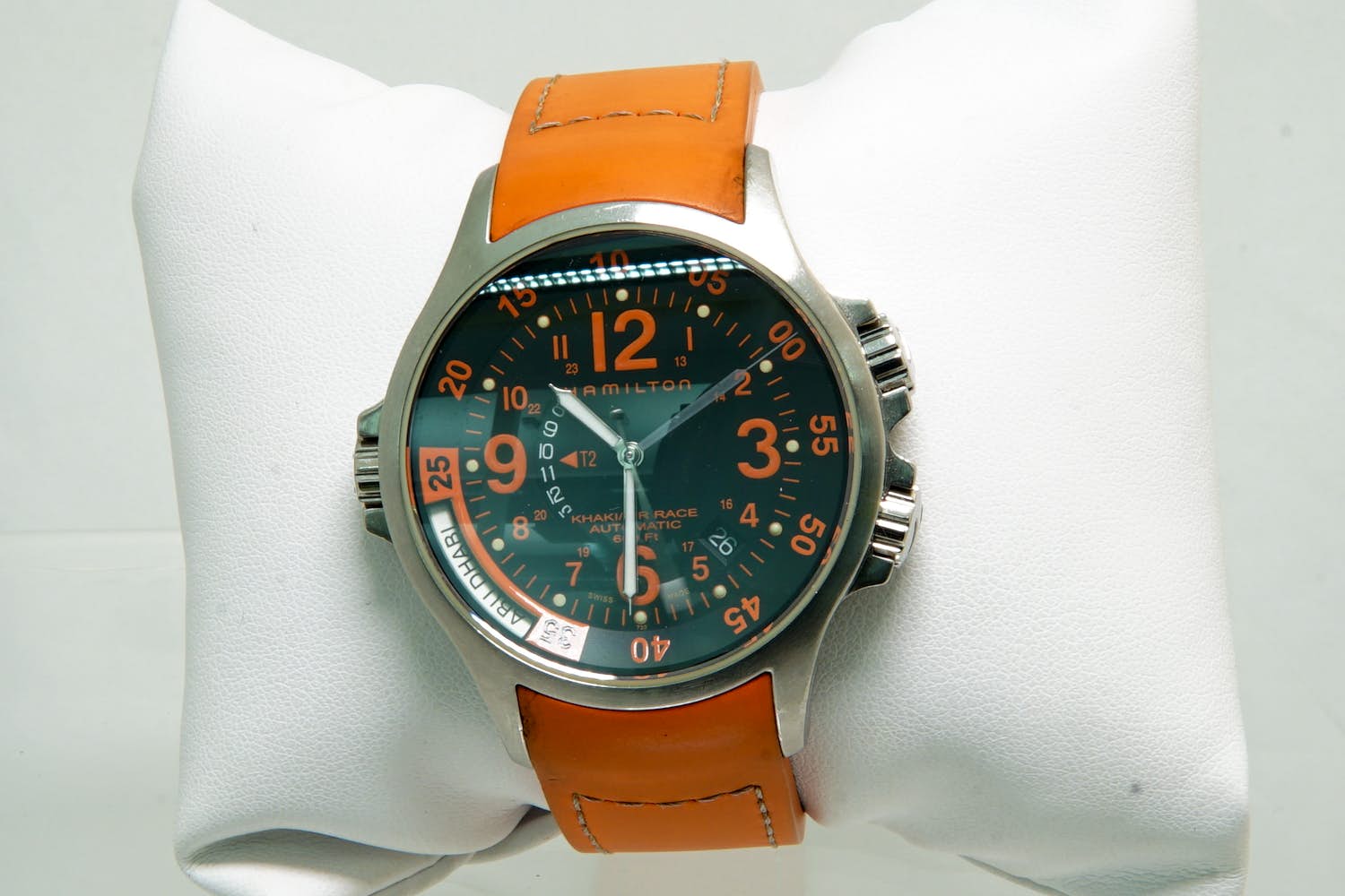 4- Sportief HAMILTON Khaki Air Race GMT H77665373 oranje kunststof band kopen? Bied vanaf 120!
