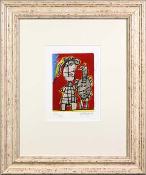 Corneille - Zeefdruk, Hommage aan Anton Rooskens - Ingelijst verkocht voor € 120!