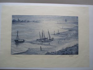 Dick van Luijn - Ets Riviergezicht kopen? Bied vanaf 35!