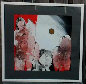 Ans Wortel - Ingelijste gouache: Over hoe mensen samen horen... - 1972 kopen? Bied vanaf 399!