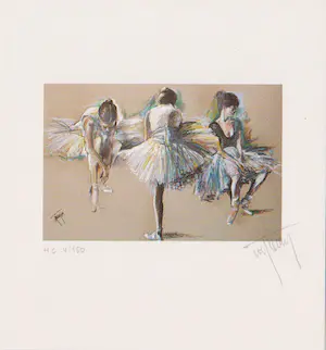 Reinhold W. Timm - Drie handgesigneerde zeefdrukken: City, Ballet, Vrouw met hond kopen? Bied vanaf 29!