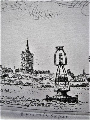 Herman Berserik - Karakteristiek Grafiek - droge naald Ets / proefdruk - "Boeien" passe partout kopen? Bied vanaf 39!