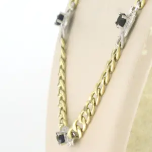 14k bicolour gouden collier met saffier en diamant 0.03 ct - 44 cm kopen? Bied vanaf 340!